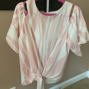 Peach and off white blouse sz Lg Cotton-Polyester